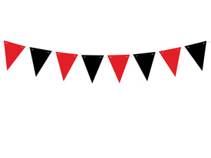 red and black triangle bunting for Pirate themed birthday party for girls and boys party or birthday parties from la di dah