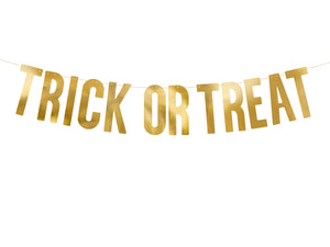 Gold trick or treat halloween garland 