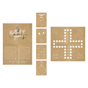 Children's wedding activity pack includes four book with various games on brown kraft paper with white print
