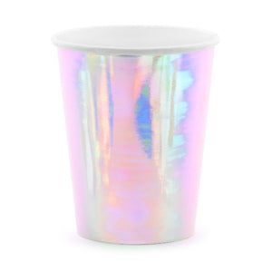 Iridescent paper party cups for mermaid themed birthday party for girls and boys party or birthday parties 