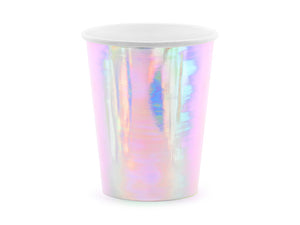 Iridescent paper party cups for mermaid themed birthday party for girls and boys party or birthday parties 