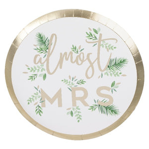 Almost mrs botanical plates with gold foil detail in a pack of 8