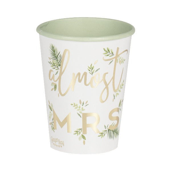 Almost mrs botanical plates with gold foil detail in a pack of 8