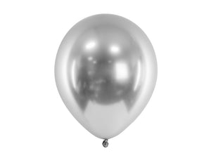 Silver glossy metallic latex balloon
