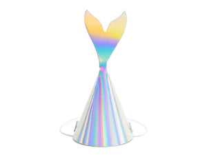 iridescent mermaid fish tail party hats for mermaid themed birthday party for girls and boys party or birthday parties from la di dah