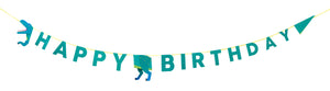 Blue, dinosaur happy birthday bunting.