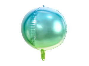 round green and blue ombre helium balloons for mermaid themed birthday party for girls and boys party or birthday parties from la di dah