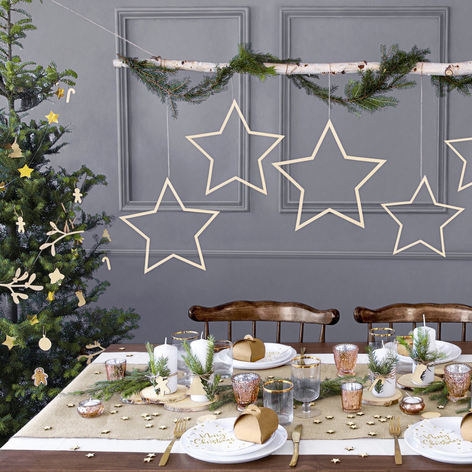 Set of 3 Wooden Stars