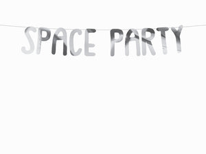 Silver space party garland. 