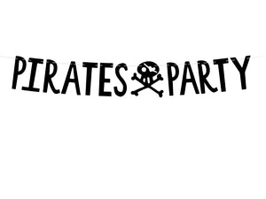  Written black laser cut Pirate party garland with skull and bone cut out for Pirate themed birthday party for girls and boys party or birthday parties from la di dah