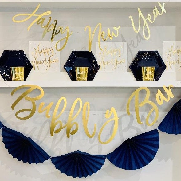 Gold & Navy New Year Plate & Cup Set