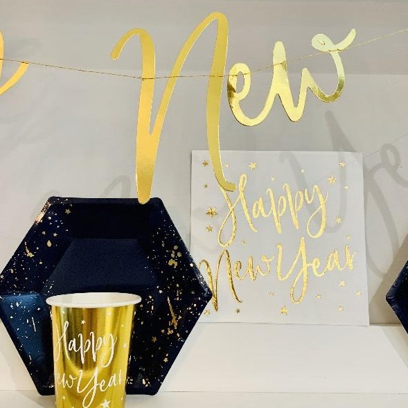 Gold & Navy New Year Plate & Cup Set