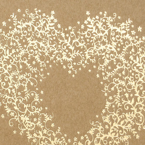 neutral kraft paper with gold foil heart print
