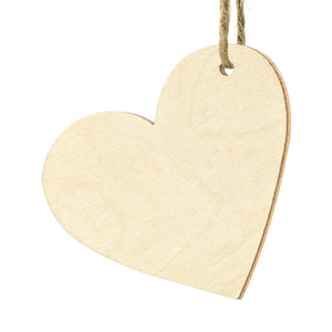 wedding place card in wood shaped hearts