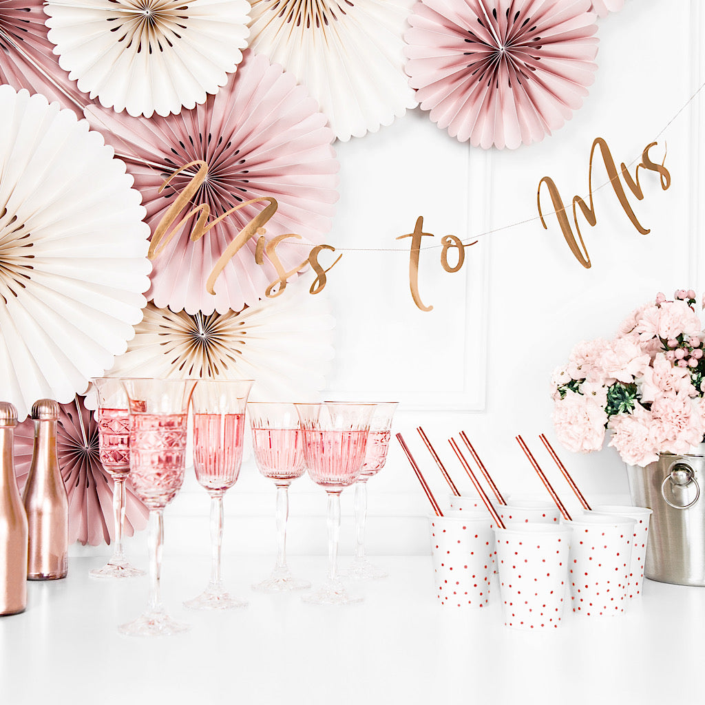 Miss to mrs rose gold paper mirror garland, perfect for hen party