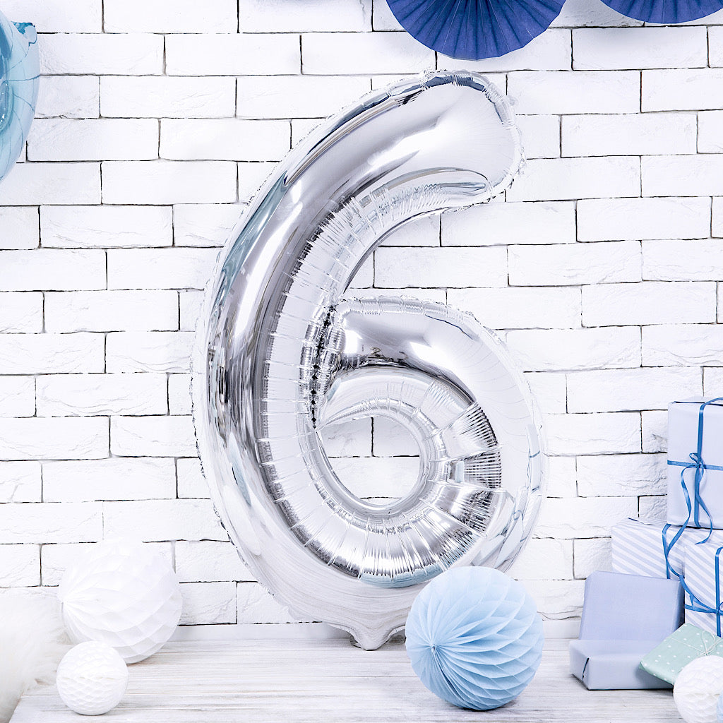 Large foil silver number one balloon