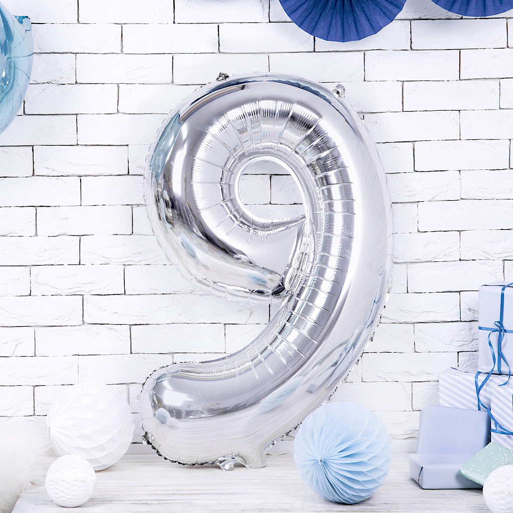 Large foil silver number one balloon