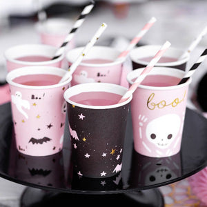 Pink skeleton and Bat Halloween cups
