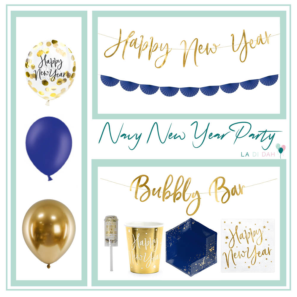 Navy & Gold New Year Party Box