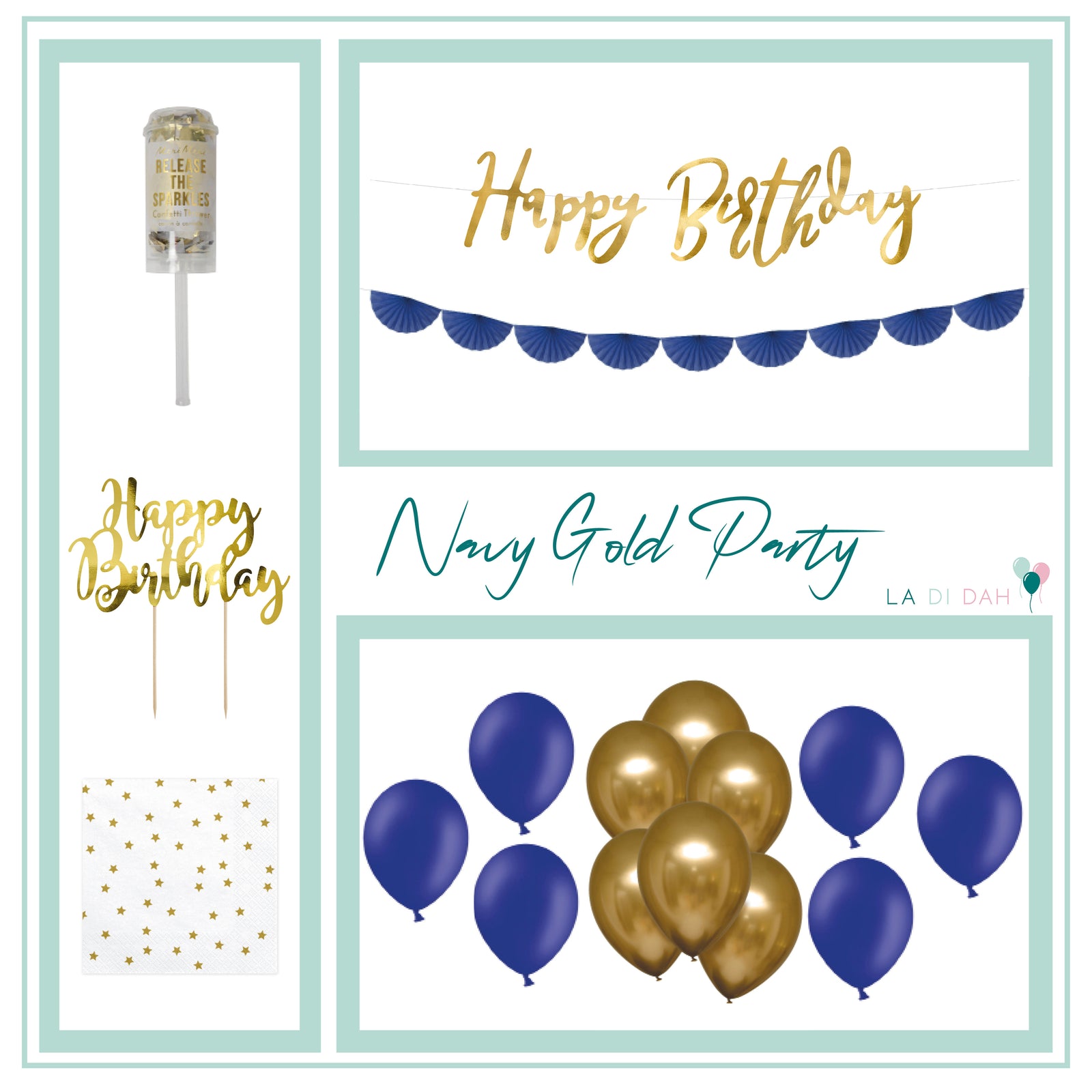 Navy Blue & Gold Decorations Box