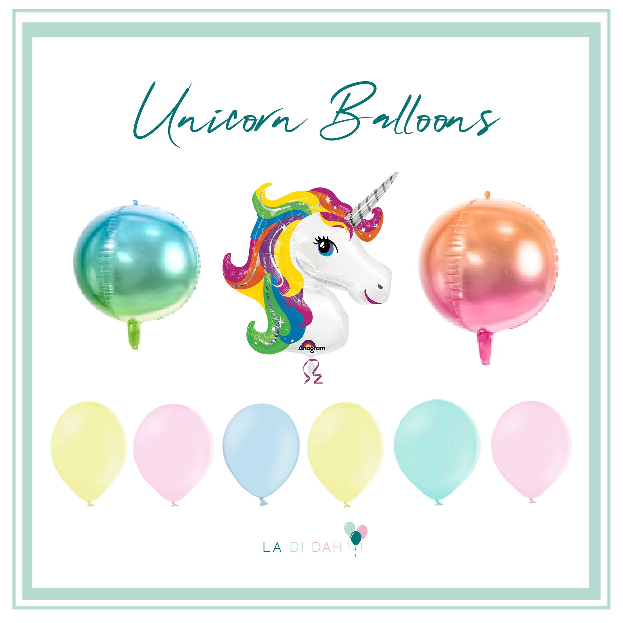 Rainbow Unicorn Balloons Bundle