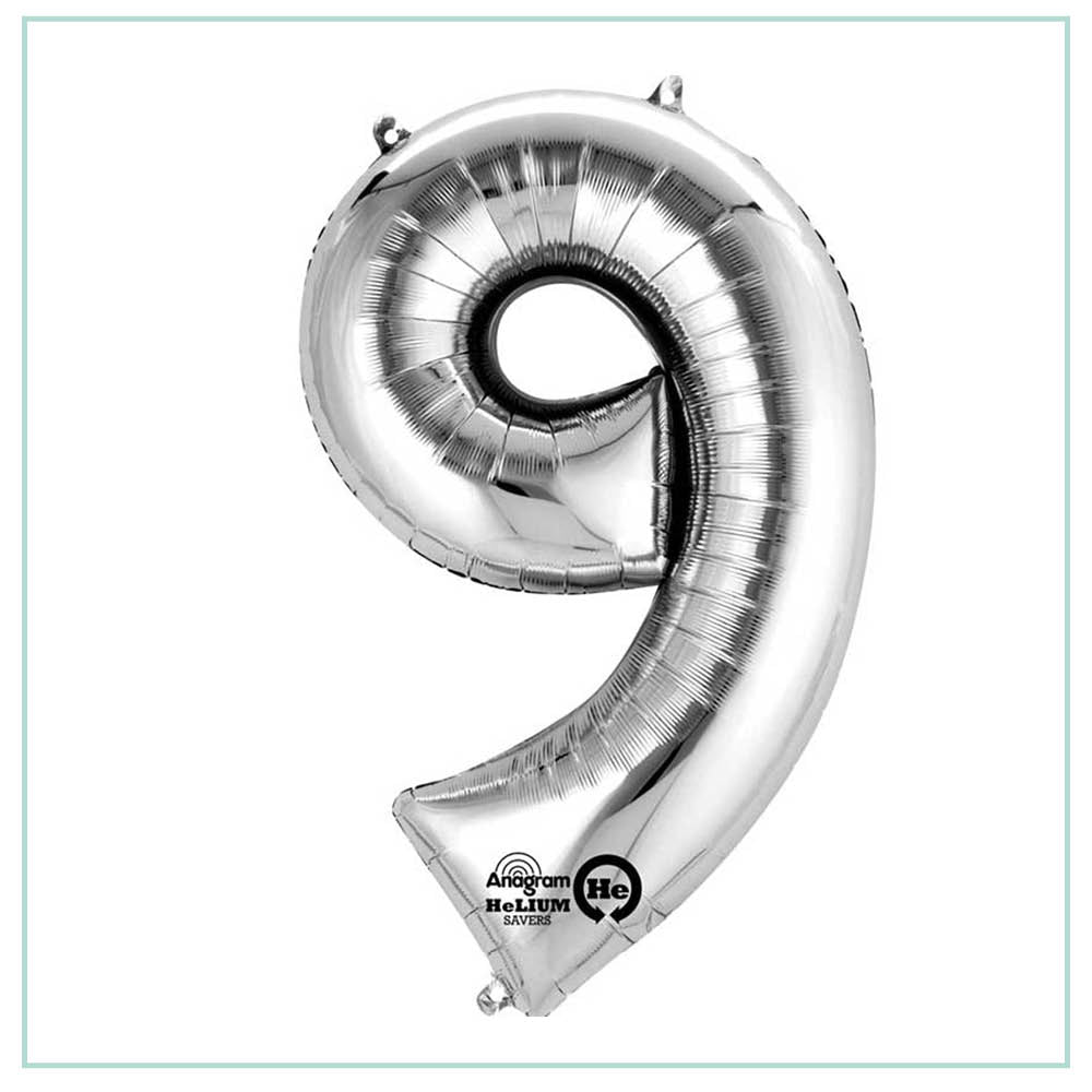 Small Silver number 9 balloon