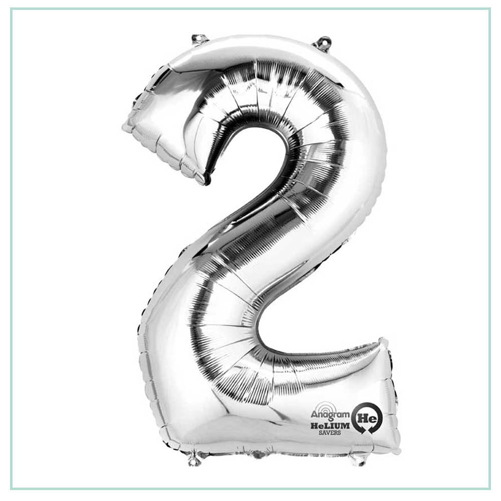 Small Silver number 2 balloon