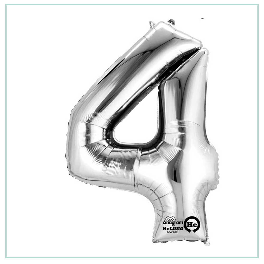 Small Silver number 4 balloon