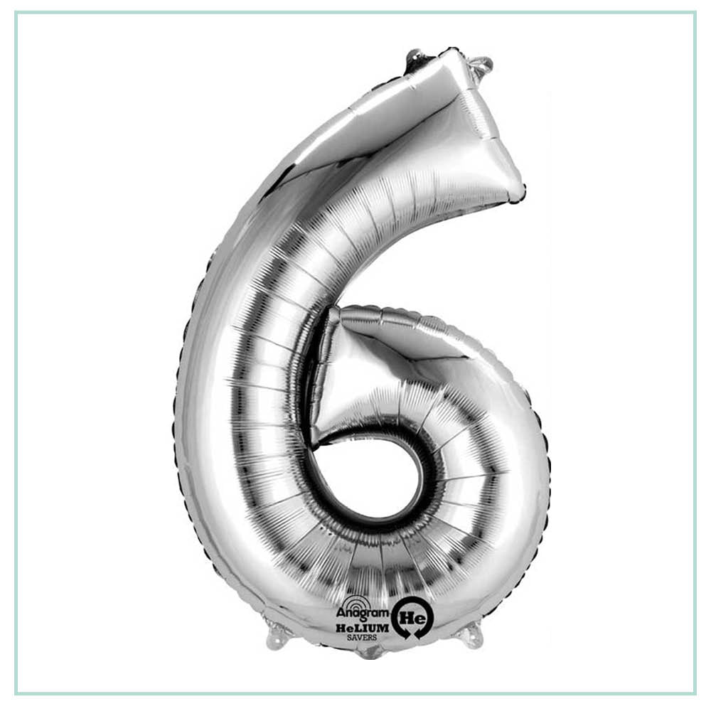 Small Silver number 6 balloon