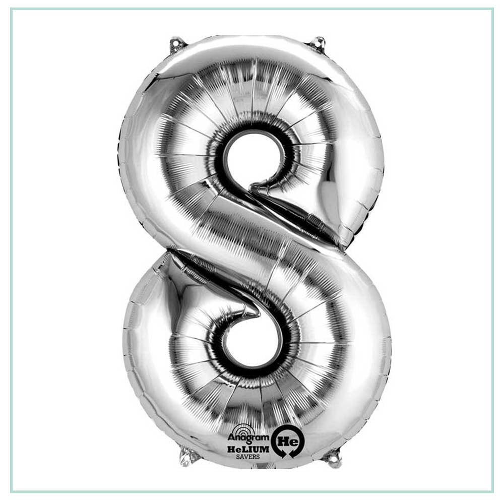 Small Silver number 8 balloon