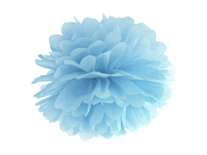 Blue tissue pom pom decoration for mermaid themed birthday party for girls and boys party or birthday parties from la di dah