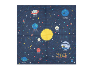 Space party themed napkin with planets.