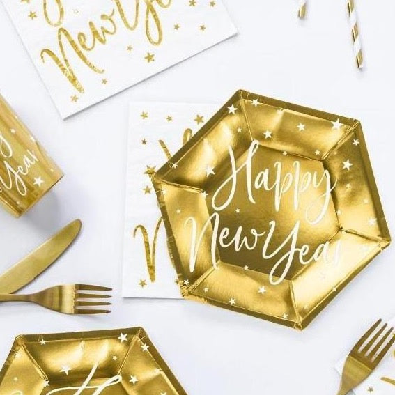 Gold New Year Plate & Cup Set